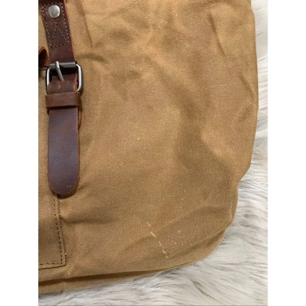 NEWHEY Carry On Duffel Bag Canvas/Genuine Leather Brown